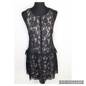 Laundry by Shelli Segal black ruffled lace overlay sleeveless dress size 6P NWT